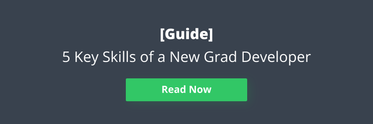 Button that reads: "Guide: 5 Key Skills of a New Grad Developer - Read Now"