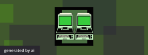 Abstract, futuristic image of a computer generated by AI